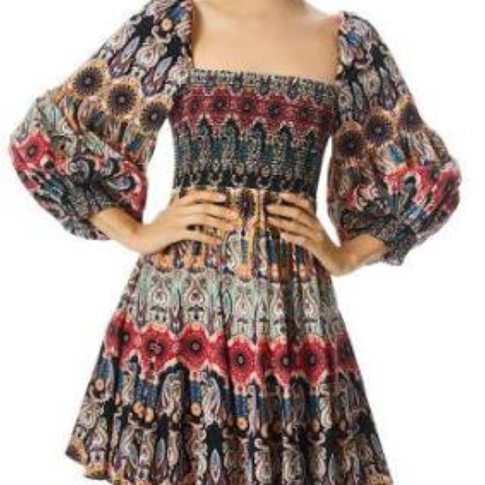 Alice & Olivia Julissa Smocked Mini Dress Size 0 EUC